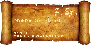 Pfeffer Szilárd névjegykártya